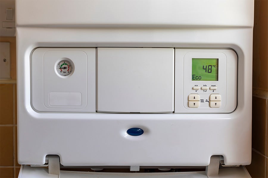 The control panel of a combi boiler