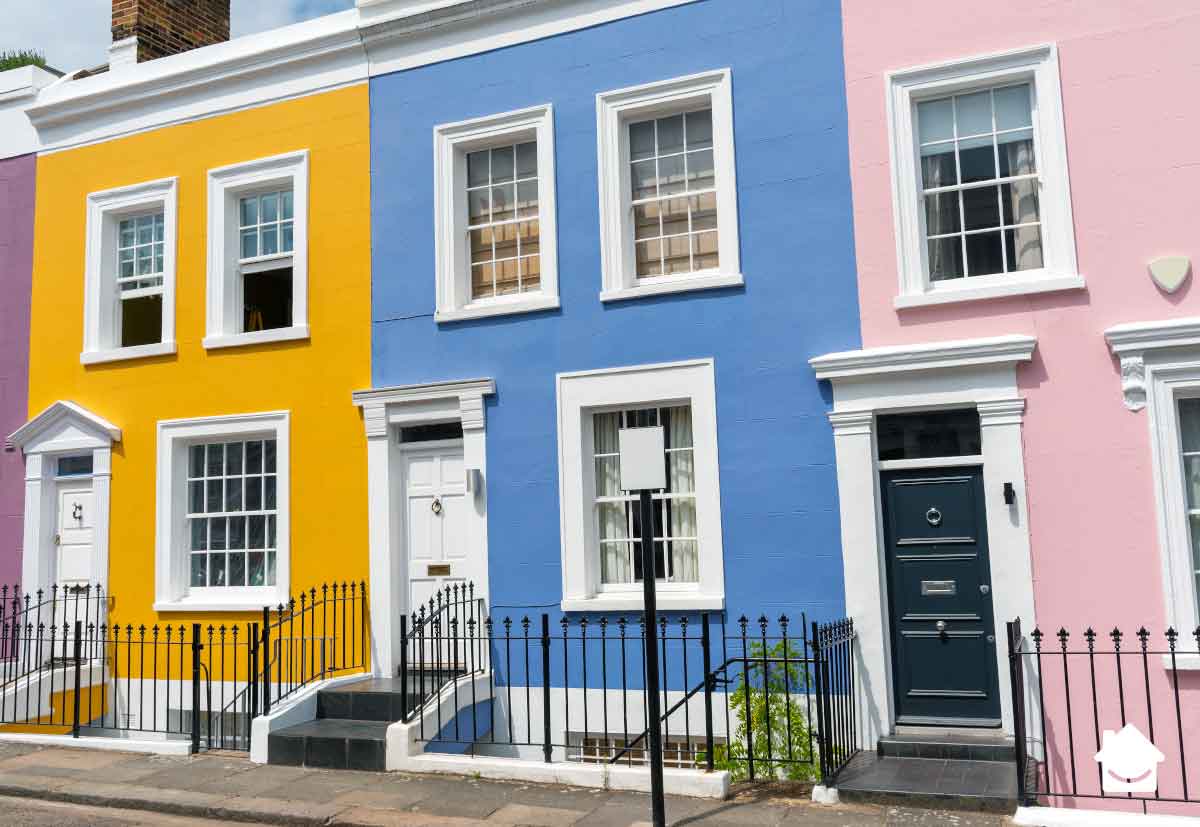 Landlords - row of houses brightly coloured