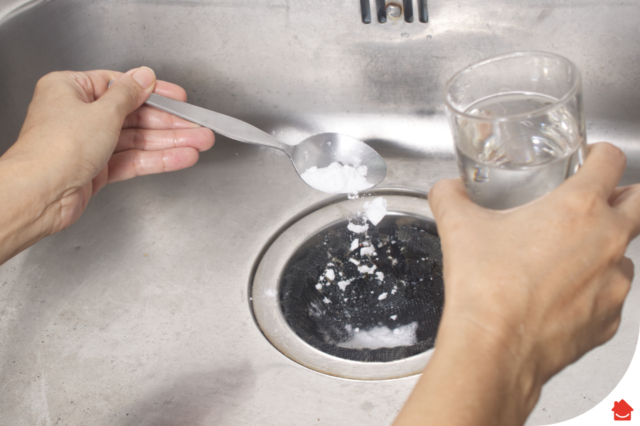 women cleaning kitchen drain - How to clean smelly drains