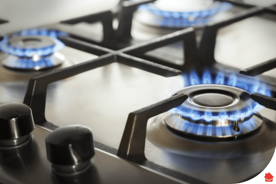 gas fire hob on - gas appliance