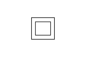 Black bold square within larger square, indicating a device is double insulated.