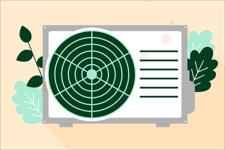 A graphic of a heat pump.