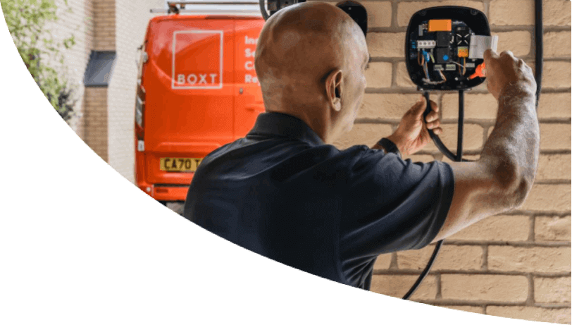 BOXT engineer expertly installing an at-home ev charger